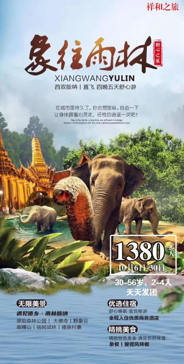 【象往雨林】原始森林公园+勐泐大佛寺+野象谷+南糯山+独树成林四晚五天舒心游