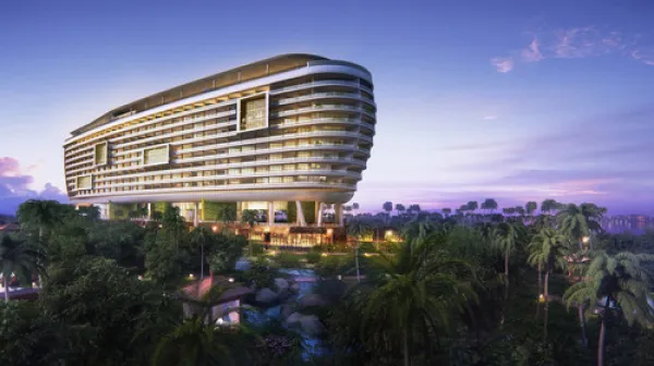 海南三亚海棠湾仁恒皇冠假日度假酒店双飞3-8日自由行>国际品牌一线海景酒店，尽享空中无边际恒温海景泳池，Minibar免费畅饮，免税店95折优惠 