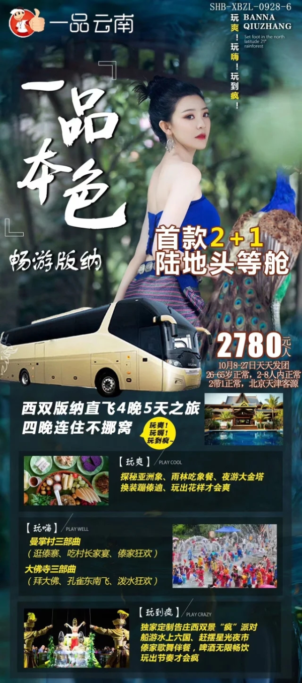 【一品本色·畅游版纳】原始森林公园-大佛寺-原始民族村落-野象谷 畅游版纳，玩爽玩海玩到疯